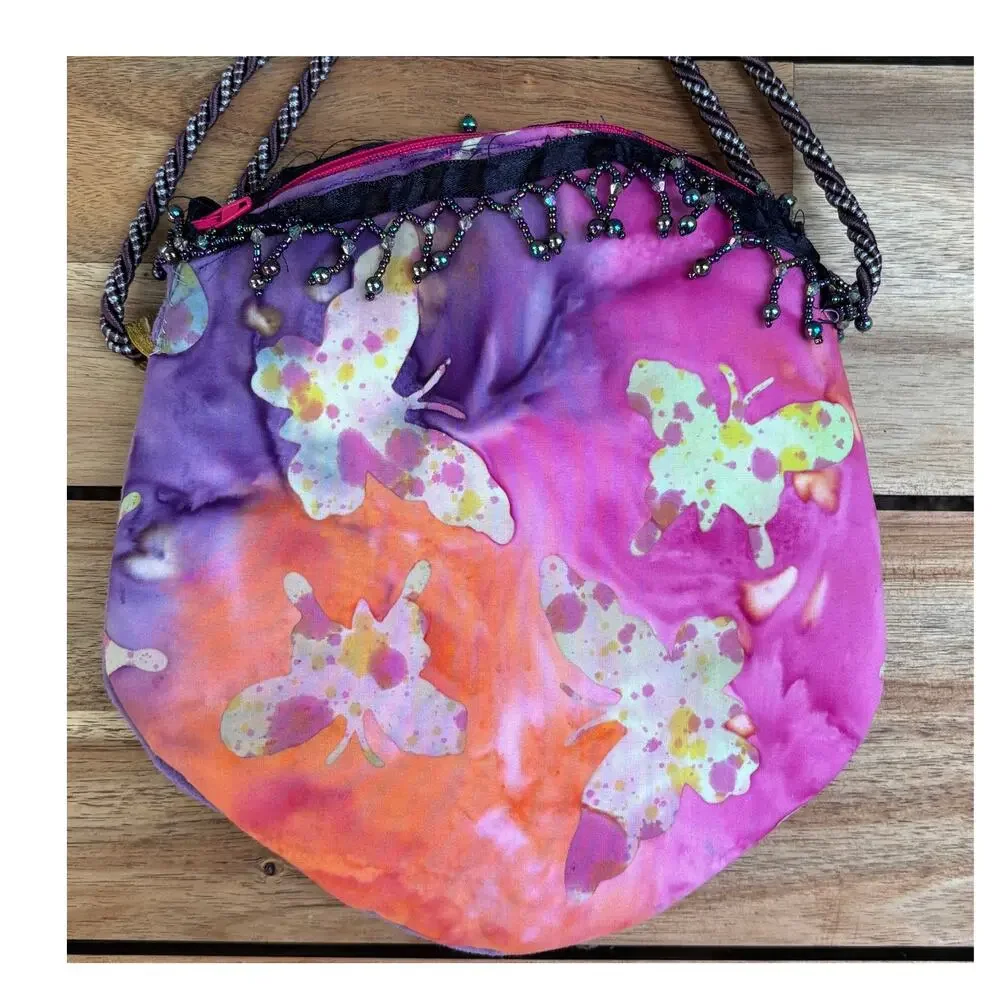 Dolores‎ Reiman Y2K Handmade Beaded Butterfly Purse | Boho Art Bag